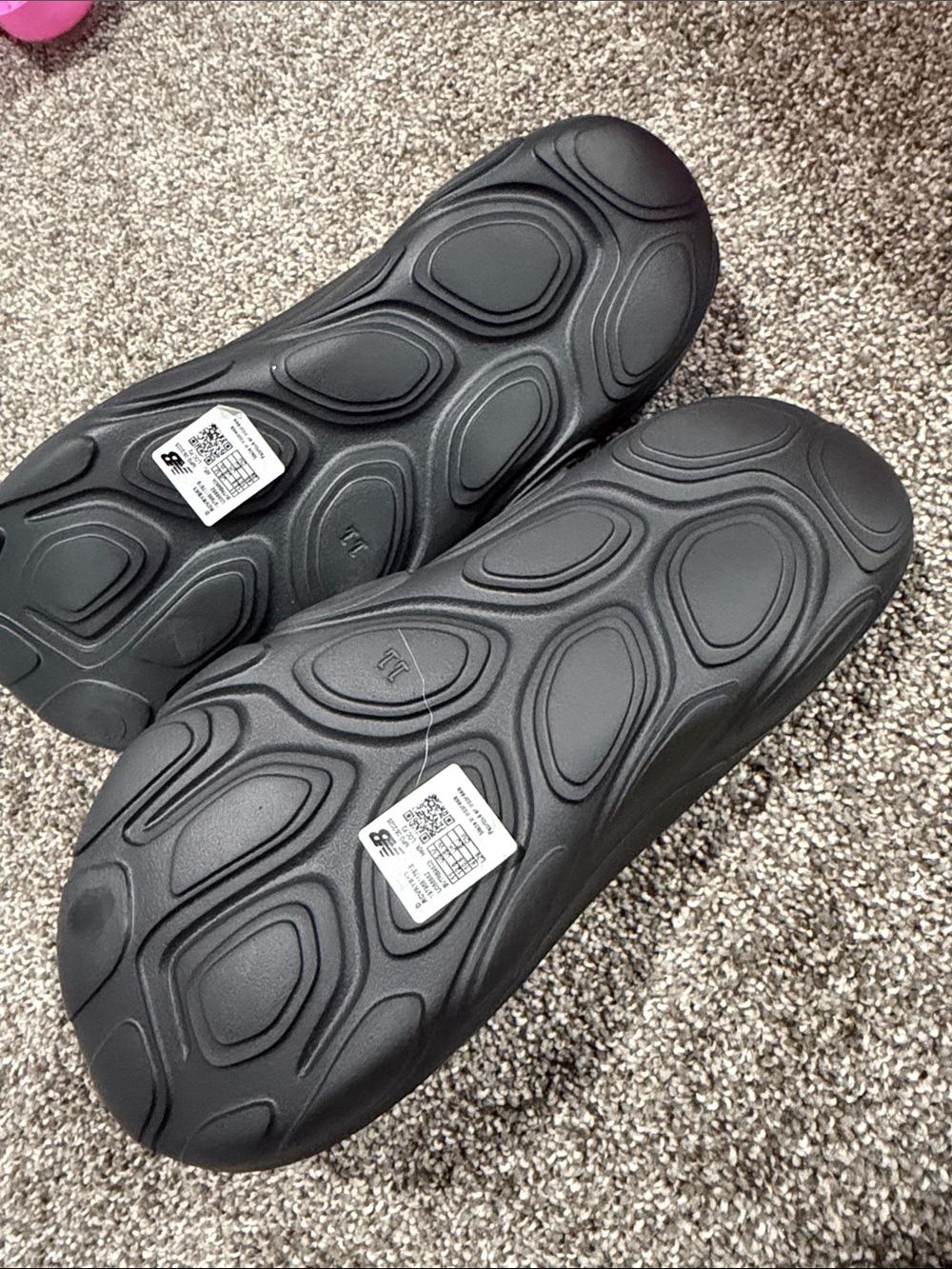 New Balance Black Slip-On Shower Slides with Yellow Insole Accents - Picture 3 of 4
